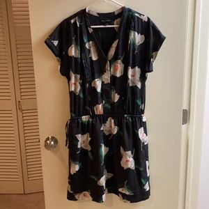 Banana Republic Black Flower Pattern Shirt Dress